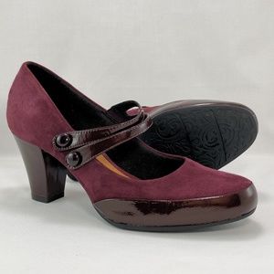 Clarks Diamond Sparkle Burgundy Mary Jane Pumps 8M